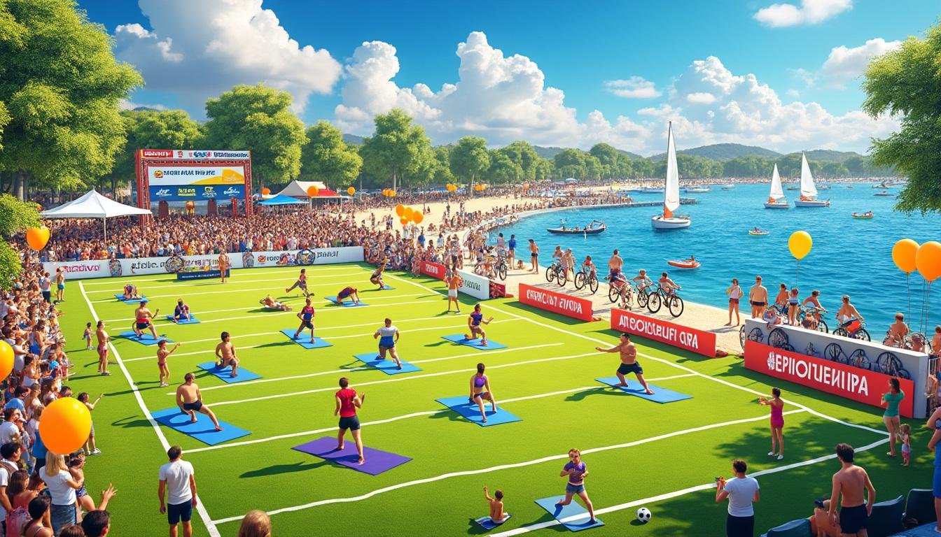 ne manquez pas la fête du sport à locmiquélic ce samedi ! profitez d'une multitude d'activités comme le gym, le yoga, le football, le judo, le vélo, la voile et la plongée. une journée dynamique pour petits et grands !