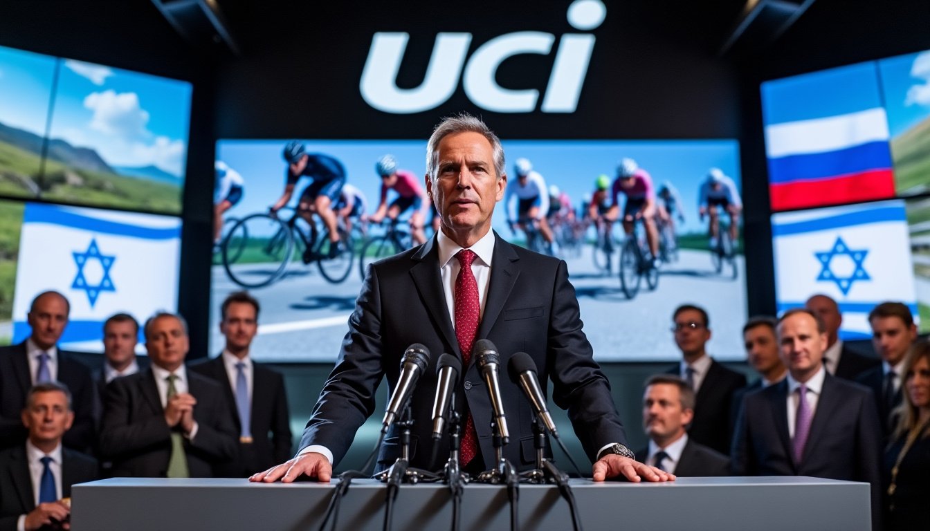 découvrez les explications de david lappartient, président de l'uci, sur l'exclusion de la russie du cyclisme et son soutien à la présence d'israël dans le sport, dans une analyse éclairante du paysage sportif international.