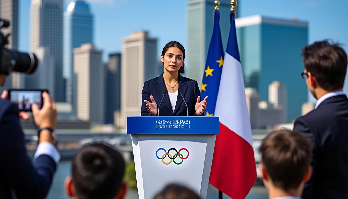 découvrez les déclarations de marina ferrari, nouvelle ministre des sports, sur le budget du sport, l'organisation des jo 2030, et sa réaction face aux chants anti-daesh à nice.