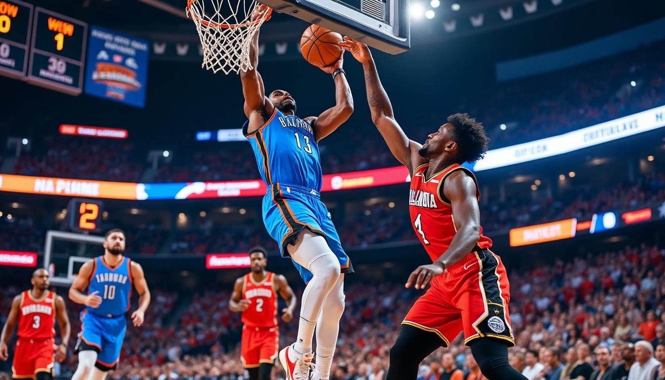 découvrez comment l'équipe d'oklahoma city a dominé atlanta lors de ce match de saison régulière nba, avec un score impressionnant et des performances remarquées des joueurs.