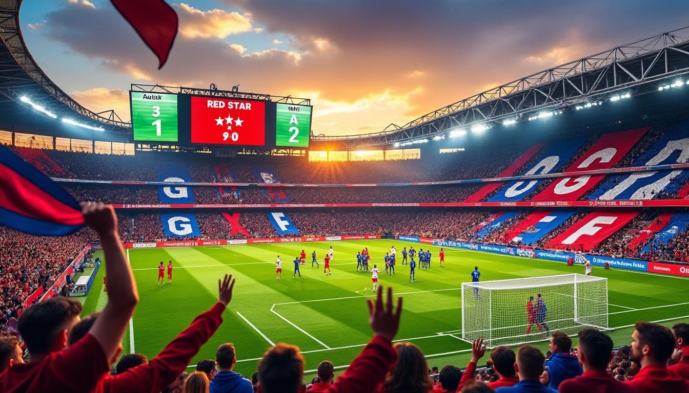 red star prend l'avantage face à l'asse avec un score de 2-0 à la mi-temps. découvrez le résumé du match et les moments forts de cette première période décisive.